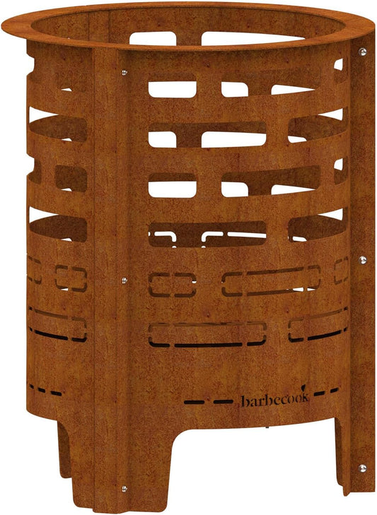 Barbecook vuurkorf Jules met asopvangbak voorgeroest cortenstaal, vuurkorf bbq buiten, 43x56cm