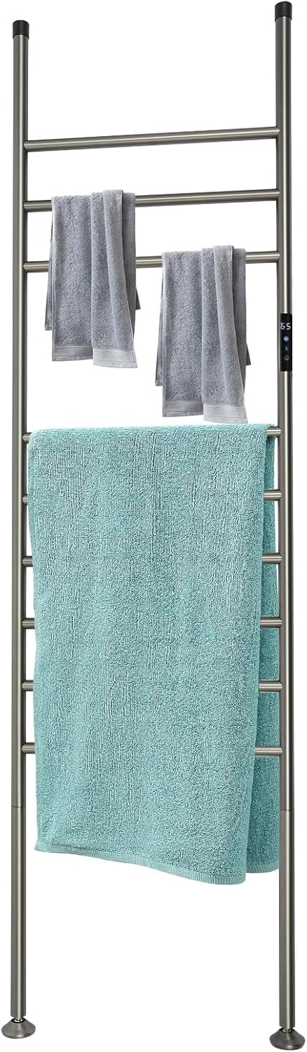 Towel Radiator, Electric, 150 W, Bathroom Heater, Freestanding, Bathroom Heater, Electric, 9 Bars, Towel Dryer, Electric, 45 ~ 70 °C, Temperature Adjustment Range, LED Touch with IPX4 - QUORE