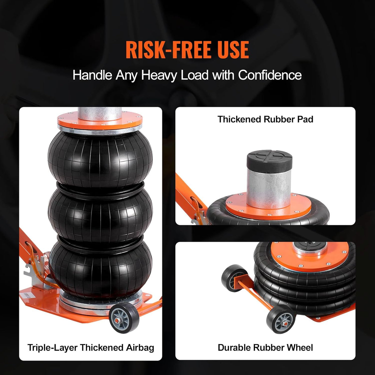 VEVOR Air Jack, 3 Ton/6600LB, 1-6S Pneumatic Lift Jack with Raised Column and Adjustable Handle, Compact, Easy to Lift and Space Saving Jack with Thick Rubber Pad, Fits for Sedan