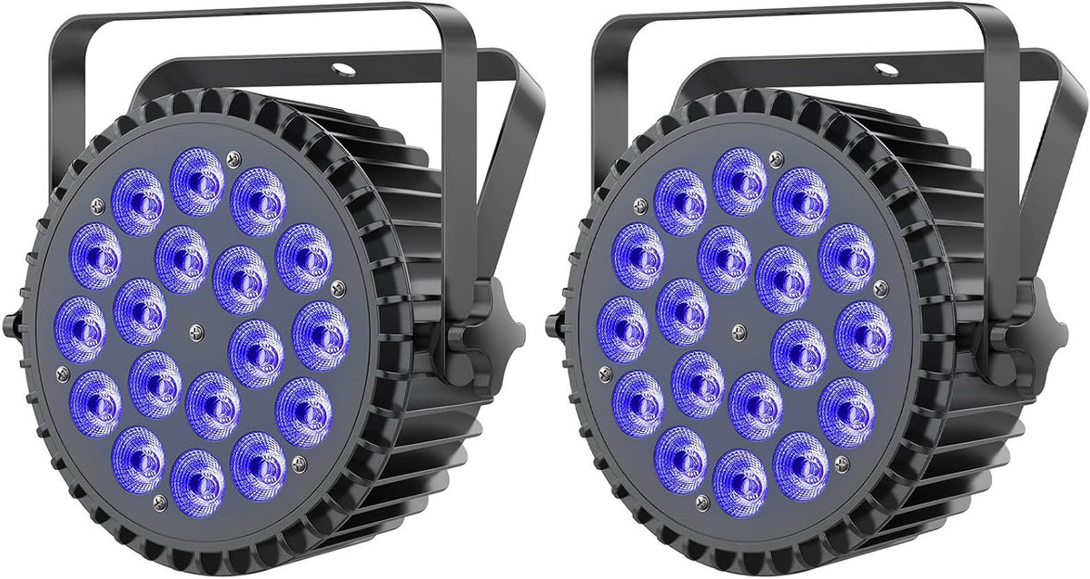 2pcs 6-in-1 LED Par 200W 18 LED Flood Light RGBWA+UV LED Flood Light DMX512 disco light 7/10CH Party Light 4 Control Modes Mode Lighting DJ Light Effect for - QUORE