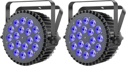 2pcs 6-in-1 LED Par 200W 18 LED Flood Light RGBWA+UV LED Flood Light DMX512 disco light 7/10CH Party Light 4 Control Modes Mode Lighting DJ Light Effect for - QUORE