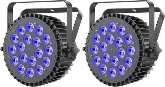 2pcs 6-in-1 LED Par 200W 18 LED Flood Light RGBWA+UV LED Flood Light DMX512 disco light 7/10CH Party Light 4 Control Modes Mode Lighting DJ Light Effect for - QUORE