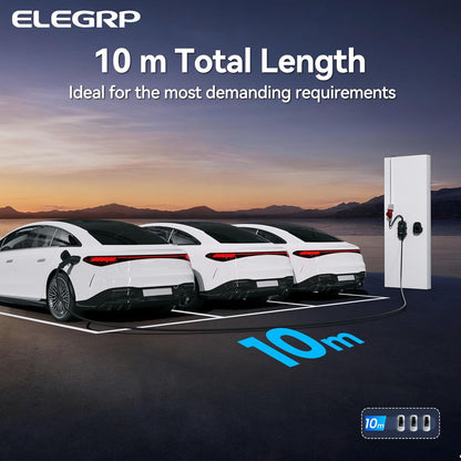 ELEGRP Wallbox 11 kW met oplaadkabel type 2, driefasige oplader voor elektrische voertuigen, instelbaar van 6 tot 16 A, 10 m kabel, IP67 waterdicht, mobiel laadstation IEC 62196-2.