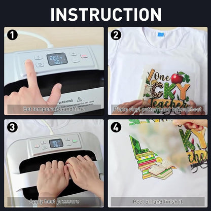 IMREN hittepers, 12“ x10” draagbare T-shirtdrukmachine, textielprinter met hitteperskussen voor sublimatie, vinyl, doe-het-zelf, thermische overdrachtprojecten (zwart)