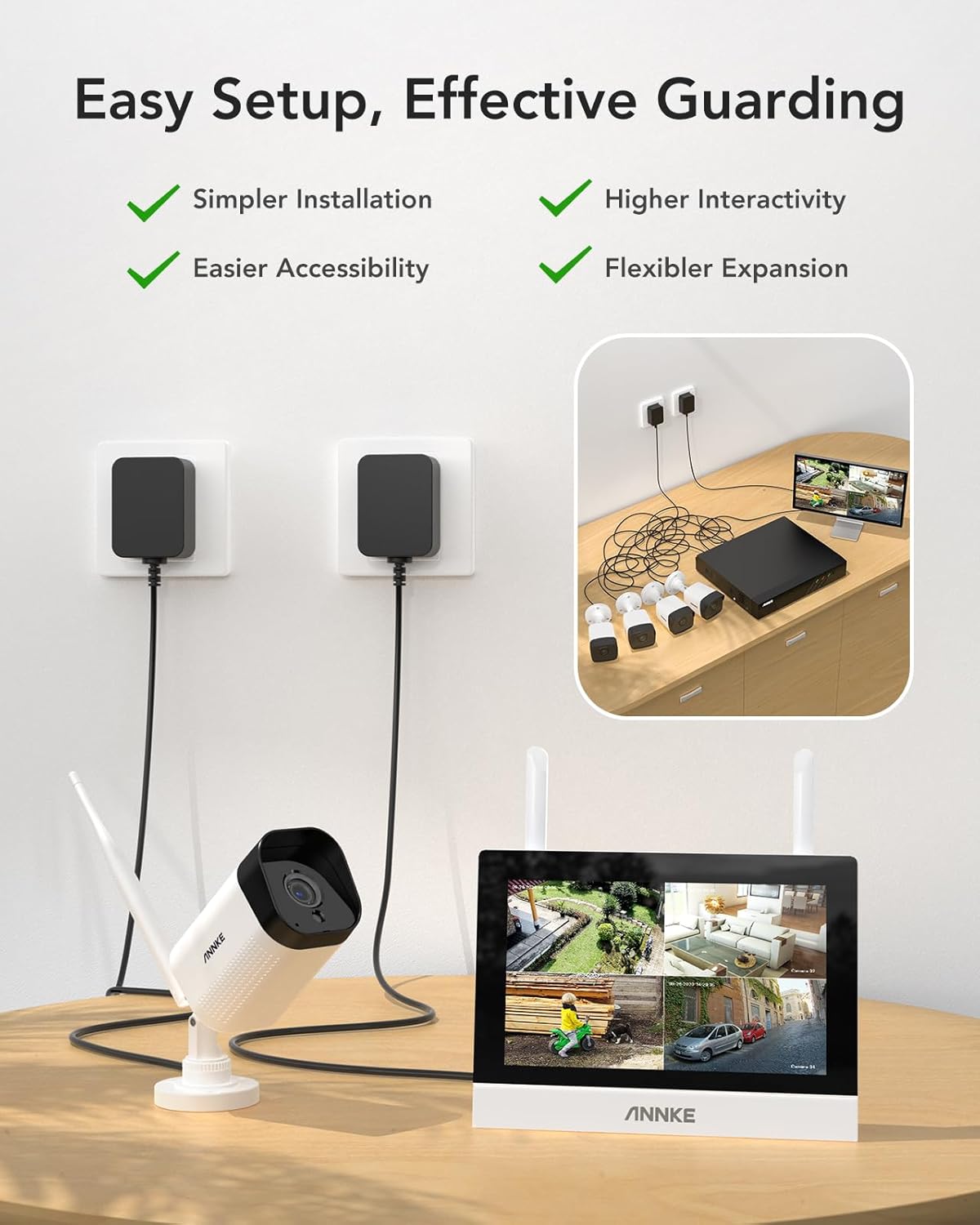 Bewakingscamera Set – Beveiligingscamera Set – Camerabewaking – Bewakingscamera – CCTV Set – 7 Inch Touchscreen – 2x 3MP Wi-Fi Camera’s Met Persoonsherkenning & 2-Weg Audio