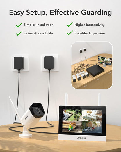 Bewakingscamera Set – Beveiligingscamera Set – Camerabewaking – Bewakingscamera – CCTV Set – 7 Inch Touchscreen – 2x 3MP Wi-Fi Camera’s Met Persoonsherkenning & 2-Weg Audio