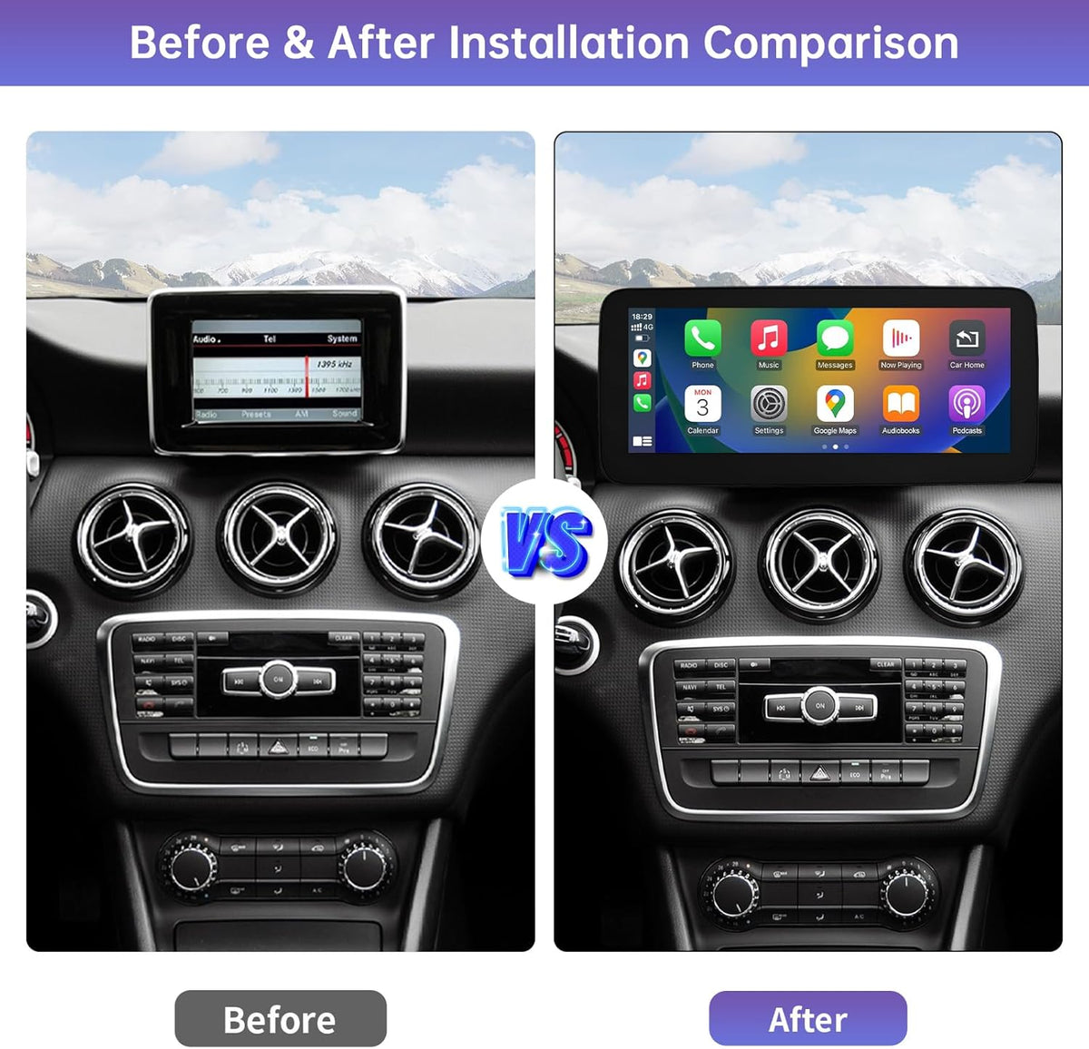 Road Top 10.25 Inch Car Radio Wireless CarPlay Android Car Touch Screen for Mercedes Benz A/CLA/GLA Class W176 C117 X117 X156 2013-2015 Year with NTG4.5/4.7 System, Support Mirrorlink - QUORE