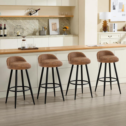 Barkruk Set van 2 - Stoel - Kleine stoel - Keukenstoel - 37,5 cm x 34 cm - Bruin
