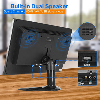 10 inch FHD kleine IPS Monitor LCD Scherm 1920x1200 60Hz 16:10 met BNC VGA AV Ingang Ingebouwde Lounspeakers voor CCTV Beveiligingscamera DVR PC STB Game Console