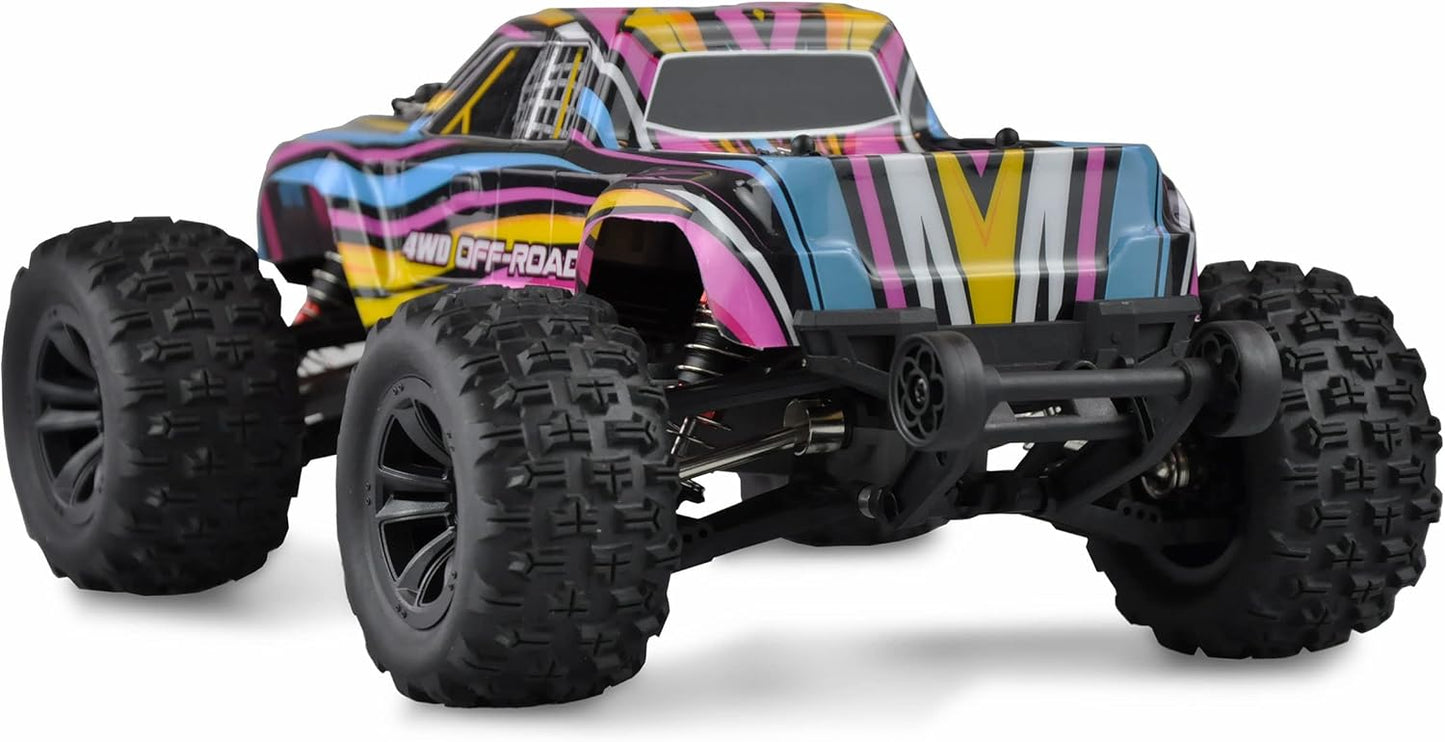 Amewi Hyper GO Monstertruck brushless 45 km/h 4WD 1:16 RTR blauw/rood RC afstandsbediening