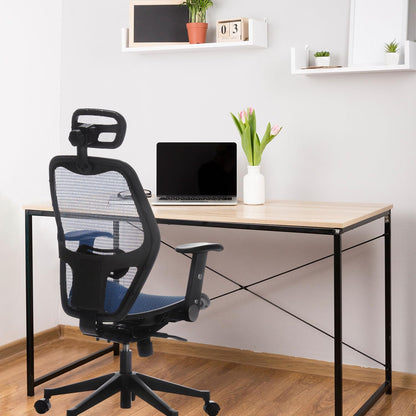 hjh OFFICE 653060 Professionele bureaustoel AIR-Port net blauw draaistoel met lendensteun, armleuningen inklapbaar en verstelbaar