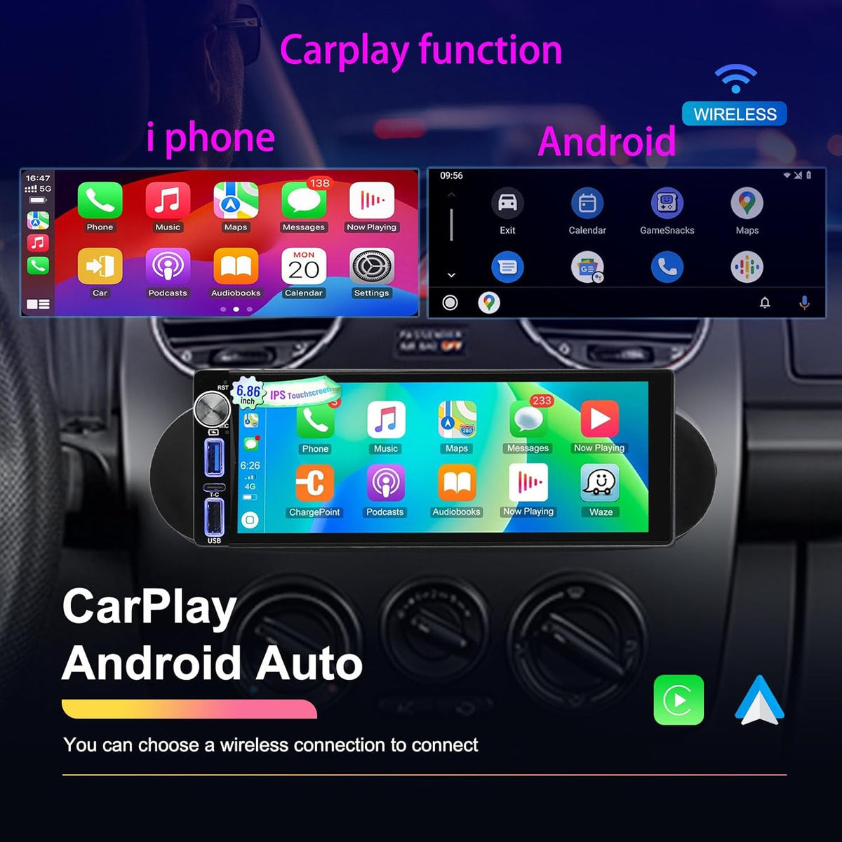 Android autoradio met GPS-navigatie, HD-scherm, touch-display met Carplay Canbus autoradio, vervanging voor Audi Q3 A1 8X 8U 2011-2018, 8U1035670D 8XA035193A