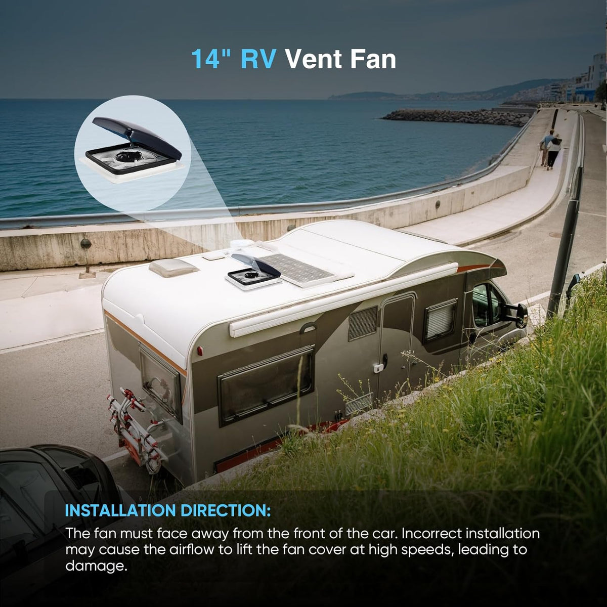 Ventilatieventilator voor camper met ledlicht, plafondventilator voor camper met regensensor
