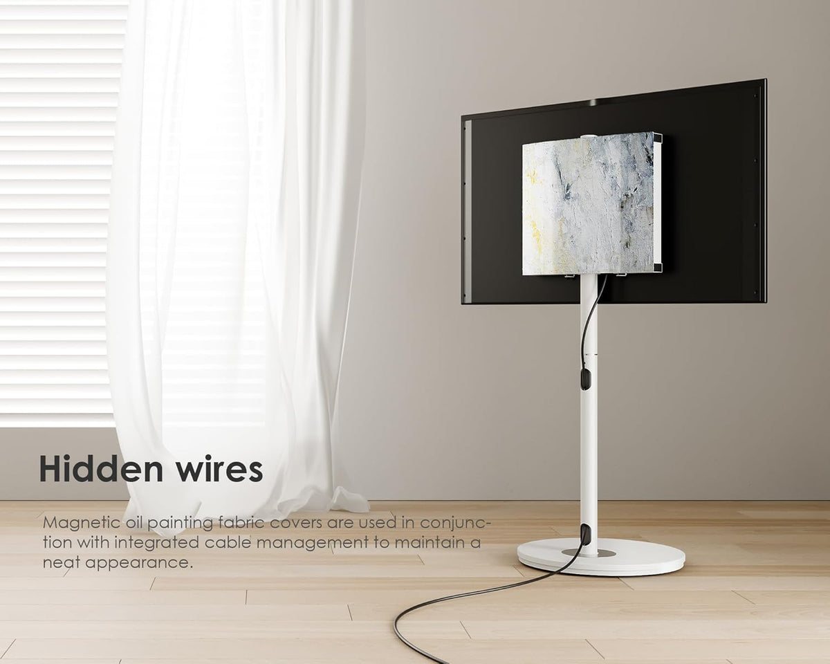 FITUEYES Design tv-standaard, oprolbaar, voor 32-65 inch televisie, mobiele tv-standaard, in hoogte verstelbaar, modern, minimalistisch, voor woning, kantoor, thuis
