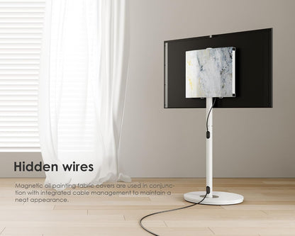 FITUEYES Design tv-standaard, oprolbaar, voor 32-65 inch televisie, mobiele tv-standaard, in hoogte verstelbaar, modern, minimalistisch, voor woning, kantoor, thuis