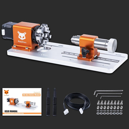 FoxAlien 4e as roterende graveermodule met 4 klauwplaten, reductieverhouding 30:1 voor Masuter Pro en Masuter 3 CNC bovenfrees graveermachine met NEMA17 stappenmotor