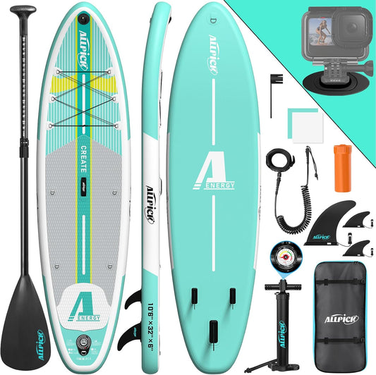 <font dir="auto" style="vertical-align: inherit;"><font dir="auto" style="vertical-align: inherit;">        ALLPICK Premium SUP board set, stand-up paddleboard, inflatable, with universal camera holder, complete accessories, adjustable paddle, for beginne