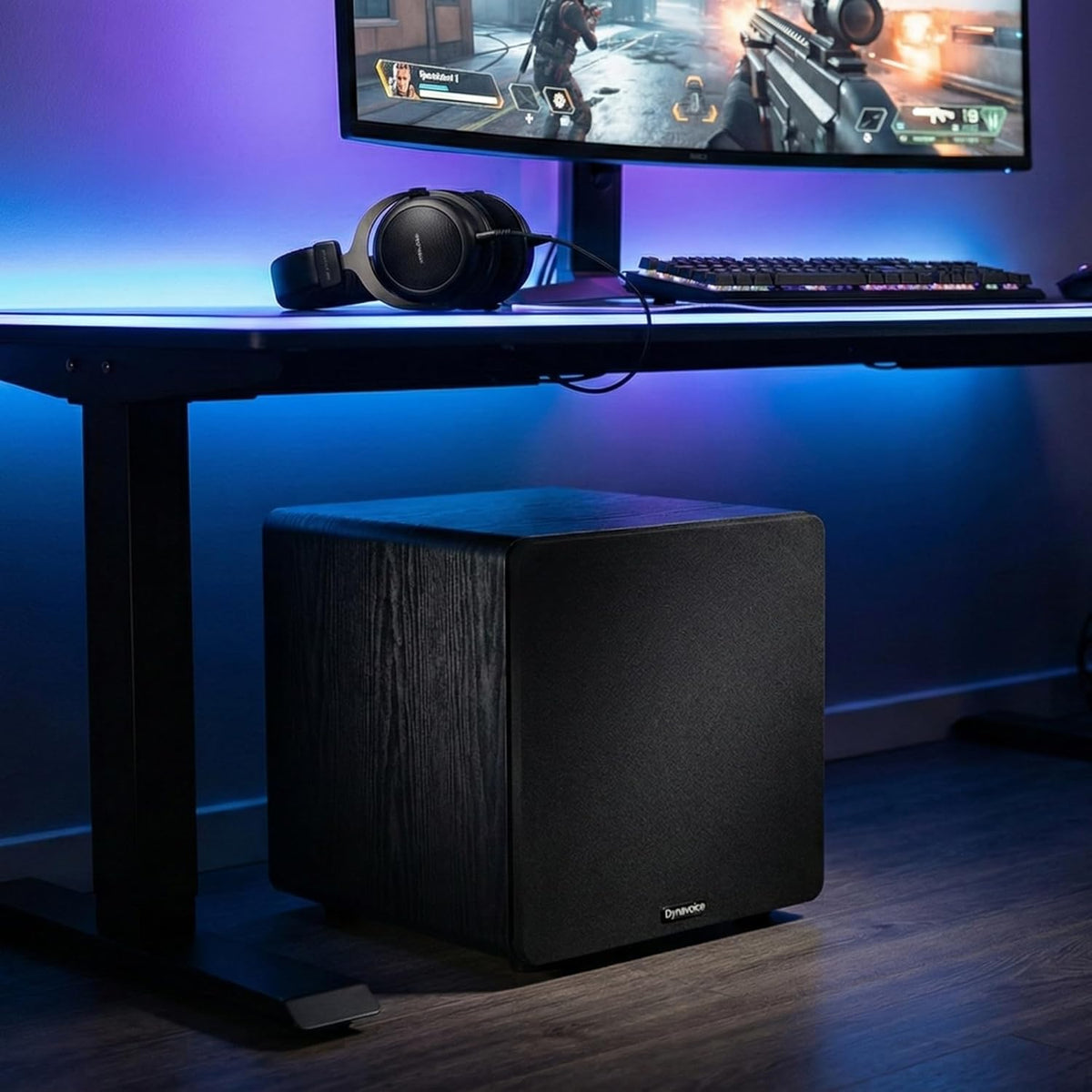 DYNAVOICE Challenger SUB-8 Zwart – Actieve 8 inch Subwoofer, 90W RMS (125W Max), 25–180 Hz, Auto On/Off | Voor 5.1 Home Cinema en HiFi tot 25 m² | RCA/LFE en High Level Aansluiting.