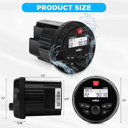 Marine Audio Systeem Stereo Speaker Pakket, Bluetooth, MP3 USB DAB+AM FM Marine Stereo - 2 x 6.5 Inch Zwarte Luidsprekers, Antenne