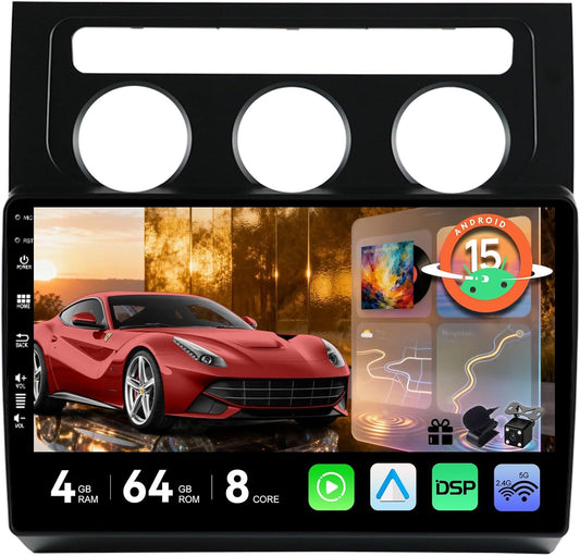MSD Autoradio Voor VW Touran (2003-2010) | Android 15 GPS Navigation Radio | 4G+64G | CarPlay Android Auto Stuurwiel DAB 4G Dual-Band WiFi DSP Bluetooth 360-CAM | Camera | 2 Din 10.1 Inch