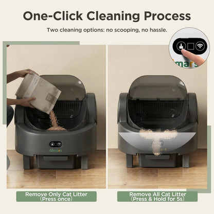 Gimars Open Top Design Zelfreinigende Kattenbak, Automatische Kattenbak voor Meerdere Katten & Senior Katten, App Controle met Veiligheidssensoren, Lage Geur, Inclusief Vuilniszakken & Kattenbak