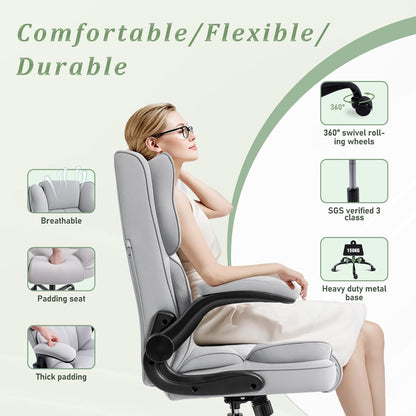 Bureaustoel – Office Chair – Werkstoel – Gaming Stoel – Bureau Stoel – Hoge Rugleuning – Gevoerde Zitting – Opklapbare Armleuningen – 200kg Draagvermogen – Ergonomisch Design