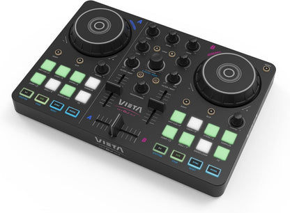 DJ-Mengpaneel – DJ-Controller – DJ-Mixer – Mengpaneel – Audio-Interface – 2-Kanaals Met Bluetooth En USB-Aansluiting – RGB-Pads Met Geïntegreerde Geluidskaart
