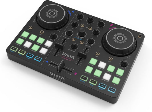 DJ-Mengpaneel – DJ-Controller – DJ-Mixer – Mengpaneel – Audio-Interface – 2-Kanaals Met Bluetooth En USB-Aansluiting – RGB-Pads Met Geïntegreerde Geluidskaart