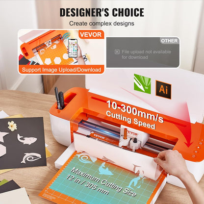 VEVOR Vinylsnijder, snijplotter met Bluetooth-connectiviteit, compatibel met iOS, Android, Windows en Mac, massieve ontwerpen inbegrepen, voor het maken van gepersonaliseerde kaarten, woondecoratie
