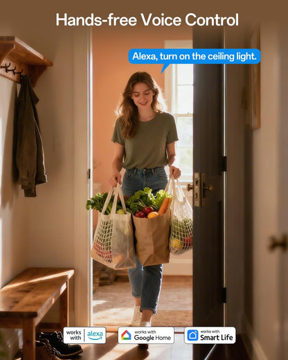 Slimme plafondventilatoren met verlichting, wifi-plafondventilatoren met lampen, compatibel met Alexa Google Home, spraak-/afstandsbediening/app-bediening, dimbaar, gelijkstroommotor, voor