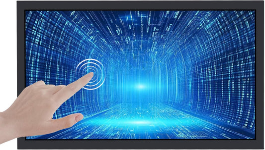 VSDISPLAY 18,5 inch industrieel TFT-LCD-touchscreen, 1920 x 1080, H/D-video-aansluiting, VGA DVI, metalen behuizing met standaard.