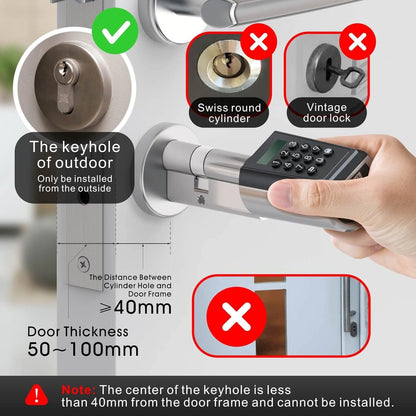 Smart Elektronisch Deurslot – Slim Slot – Keyless Deurslot – Cilinderslot – Elektronisch Slot – Waterdicht IP65 – 3 Ontgrendelingsopties – Eenvoudige Installatie