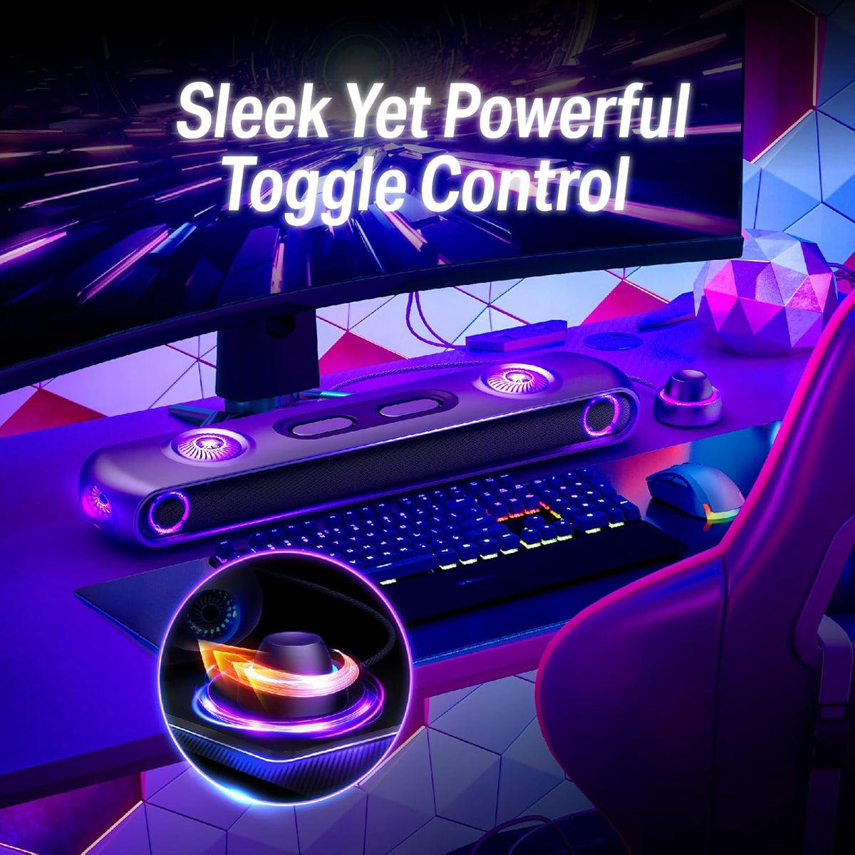 OXS Thunder Pro Gaming Soundbar 5.1.2 Dolby Atmos, versterkte bassen, bluetooth multi-device aansluiting, geïntegreerde subwoofer, 3 Pro gamermodi, slank togle-design, voor pc's, gameconsoles