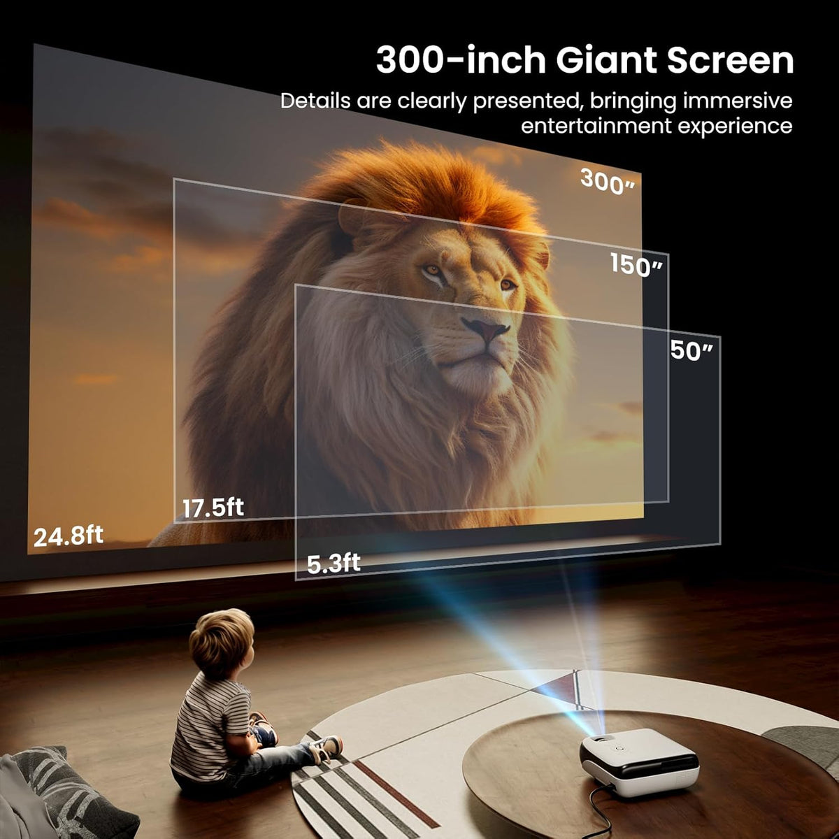 [ Google TV Official ] 4K Mini Projector, HAPPRUN 1000 ANSI 1080P Full HD Smart Beamer met Dolby Audio, WiFi6 Bluetooth 5.2, Home Cinema Projector, Spraakbesturing, met Netflix, Prime Video, YouTube