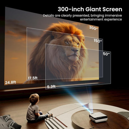 [ Google TV Official ] 4K Mini Projector, HAPPRUN 1000 ANSI 1080P Full HD Smart Beamer met Dolby Audio, WiFi6 Bluetooth 5.2, Home Cinema Projector, Spraakbesturing, met Netflix, Prime Video, YouTube
