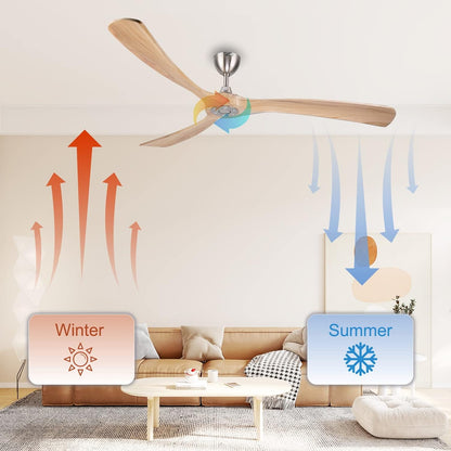 Ovlaim Smart wifi-plafondventilator, 183 cm, compatibel met Alexa en app-bediening, stille DC-motor, grote plafondventilator zonder licht, 3 houten bladen voor woonkamer, terras