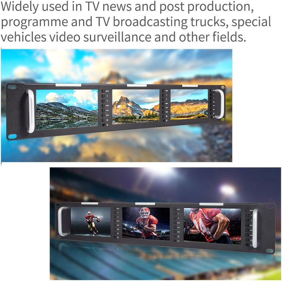 FEELWORLD T51-H Triple 5 inch 2RU Broadcast Rack Mount Monitor LCD 800 × 400 HDMI AV ingang en uitgang
