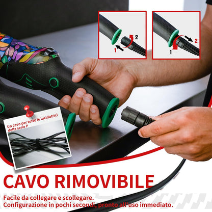 BATOCA P1 Excentrische polijstmachine, 1000 W, auto, 125 mm, 6-traps toerentalregeling, 2500-5500 omw/min, 8 m, afneembare kabel, waxen, polijsten, krasverwijdering voor auto en motorfiets
