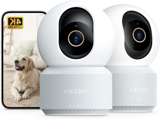4K HD Bewakingscamera – Beveiligingscamera – Camerabewaking – Binnencamera – Wifi Camera – 360° Panoramisch & AI-detectie – Twee-weg Audio & Wifi 6 Verbinding – 2 Stuks Set