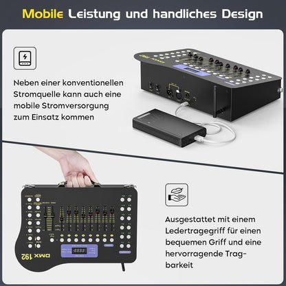 Draadloze DMX-controller – DMX512-controller – DJ-controller – Lichttafel – Lichtcontroller – 192 Kanalen – Met Zender En 4 Ontvangers