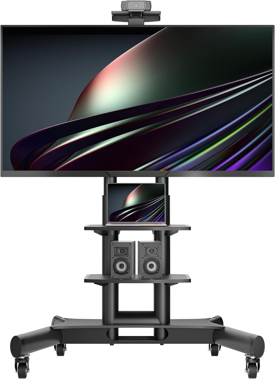 Mobiele TV Standaard Op Wielen Zwart – Verrijdbare Tv-standaard – Tv Beugel Op Wielen – Tv Vloerstandaard – Televisie Meubel Verrijdbaar – Geschikt Voor 40-70 Inch En 45,5 Kg – VESA 100x100 Tot 600x400 Mm