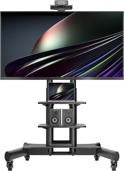 Mobiele TV Standaard Op Wielen Zwart – Verrijdbare Tv-standaard – Tv Beugel Op Wielen – Tv Vloerstandaard – Televisie Meubel Verrijdbaar – Geschikt Voor 40-70 Inch En 45,5 Kg – VESA 100x100 Tot 600x400 Mm
