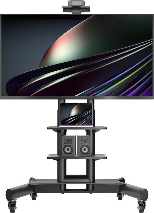 Mobiele TV Standaard Op Wielen Zwart – Verrijdbare Tv-standaard – Tv Beugel Op Wielen – Tv Vloerstandaard – Televisie Meubel Verrijdbaar – Geschikt Voor 40-70 Inch En 45,5 Kg – VESA 100x100 Tot 600x400 Mm