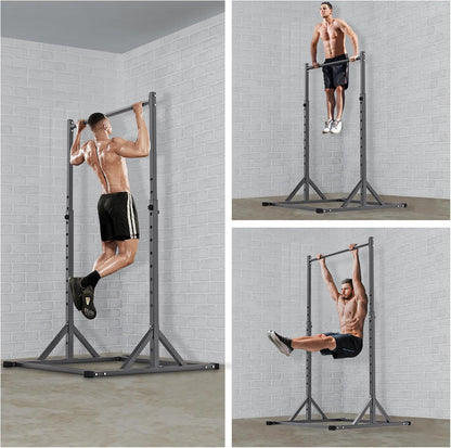 SELEWARE Verstelbaar optrekstation, multifunctionele optrekstang, volledig gelast, 500 lb-capaciteit, Power Tower Dip Station voor Home Gym