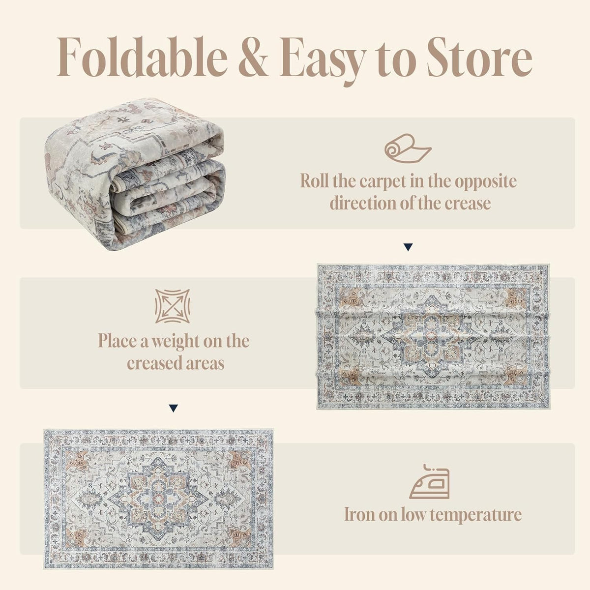 CHOSHOME Wasbare vloerkleden voor woonkamer, vloerkleden voor slaapkamer, laagpolig tapijt, antislip tapijt, traditioneel zacht oosters tapijt voor keuken, eetkamer, 200 x 290 cm, taupe bruin faux