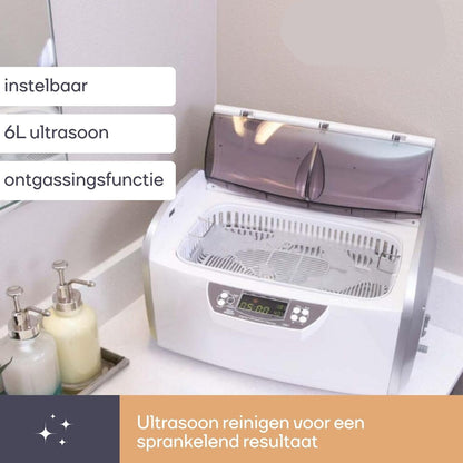 Ultrasoonreiniger – Ultrasone Reinigingsapparaat – Brillenreiniger – Sieradenreiniger – Gebitsreiniger – 6 Liter Capaciteit – Ontgassingsfunctie & Instelbare Timer en Temperatuur