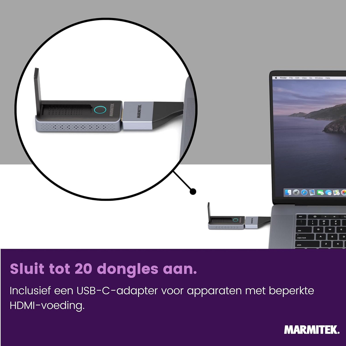 Wireless HDMI Extender Marmitek Stream S2 Pro - Presenteren zonder app - 1080p/60Hz, AirPlay & Miracast, tot 20 zenders - Plug & Play in vergaderruimte - HDMI zender draadloos