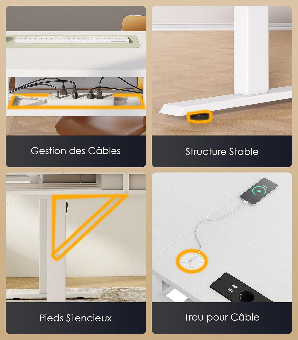 Verstelbaar Hoekbureau – Elektrisch Bureau – Zit Sta Bureau – L-vormig Bureau – Hoekbureau Met Opberglades – Elektrische Hoogteverstelling 72-118 cm – Ingebouwde Stopcontacten En USB-poort