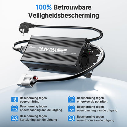 LiFePO4 Acculader – Batterijoplader – Accu Ladestation – Oplaadadapter – Stroomvoorziening – 29,2V 20A Snelladen – Hoge Laadefficiëntie