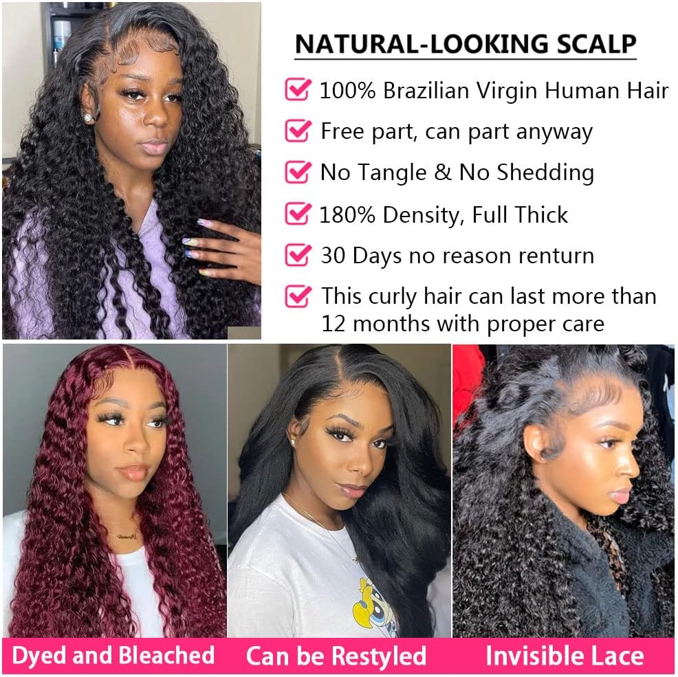 Lace Front Pruik Menselijk Haar – Kant Front Pruik – Frontale Pruik – Diepe Golf Pruik – Menselijk Haar Pruik – 24 Inch – 13X4 HD Transparant Zwitsers Kant – 180% Dichtheid